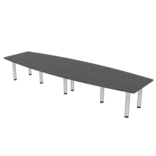 45 in W, 144 in L, 29 in H, Engineered Wood Top, Grey